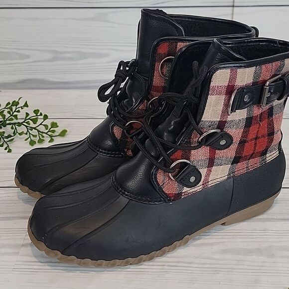 Baretraps Fahn Plaid Black Women's Boots Sherpa Lined Size 8M - Picture 9 of 9